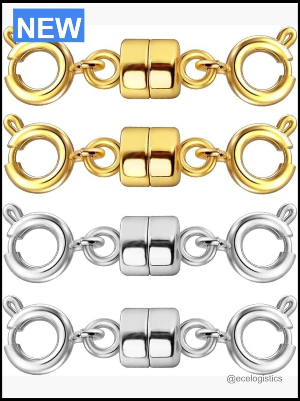 Magnetic Necklace Clasps for DIY Jewelry Making - 4 Pack